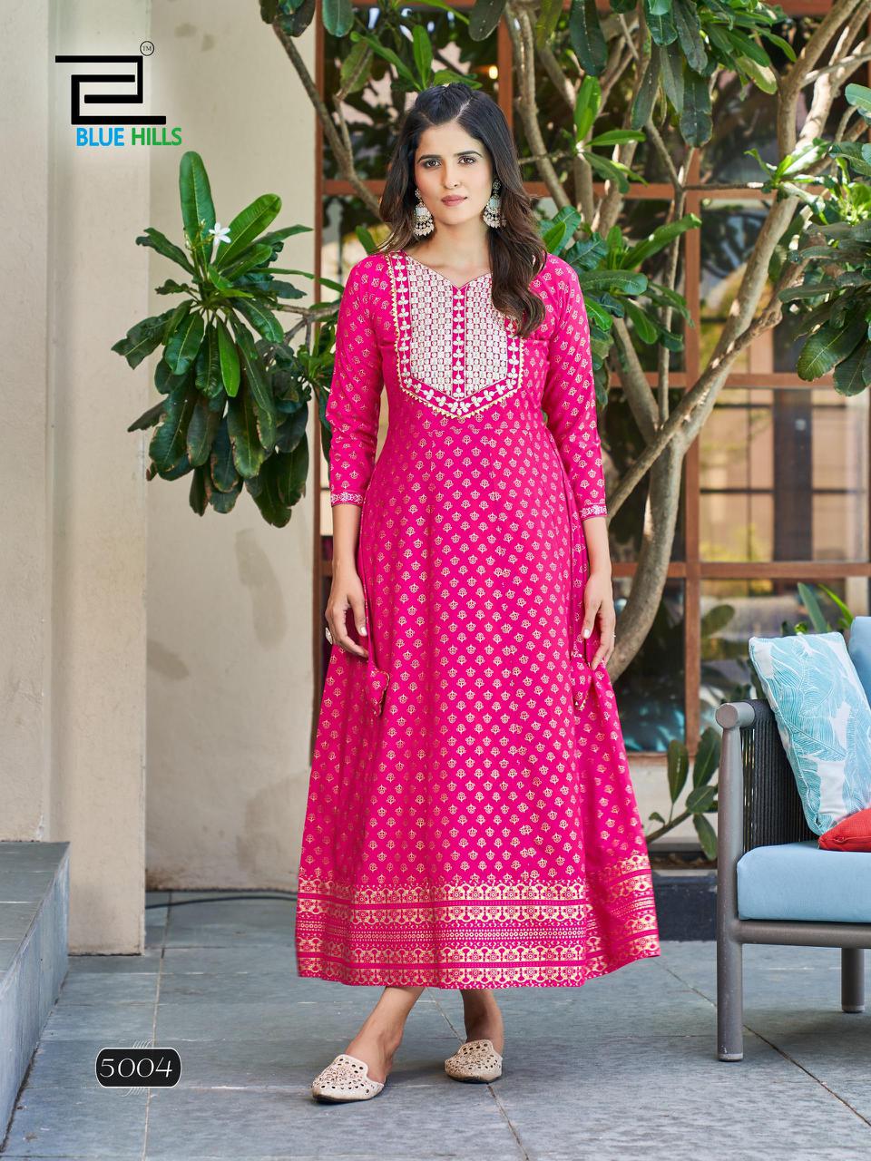 Walkway Vol 50 By Blue Hills Rayon Embroidery Anarkali Kurtis Wholesale Shop In Surat